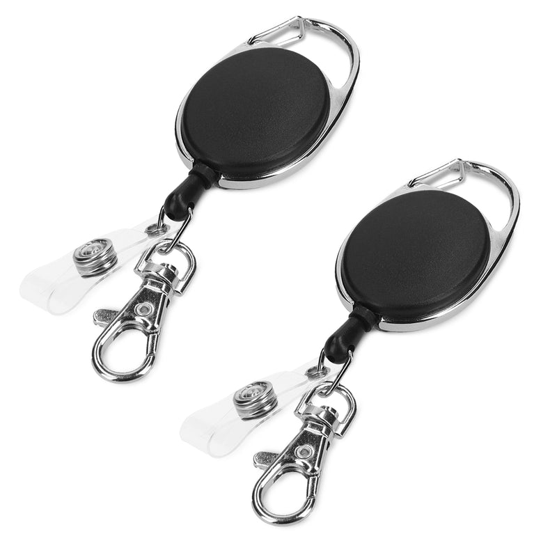 kwmobile Retractable Key Reel with Badge Clip - Extendable Keychain - Card Holder Carabiner Pendant - Lanyard with Card Holder