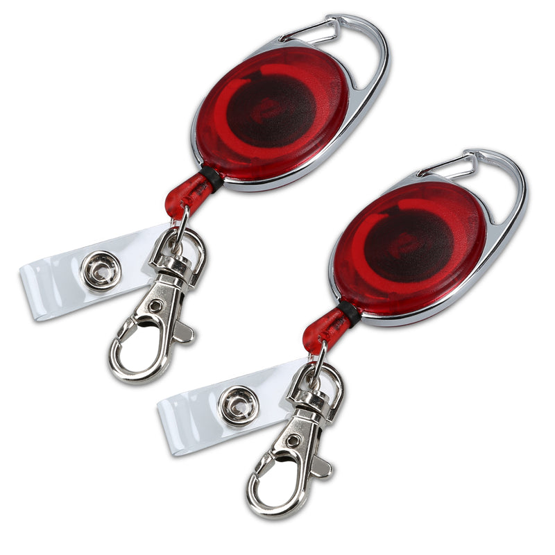 kwmobile Retractable Key Reel with Badge Clip - Extendable Keychain - Card Holder Carabiner Pendant - Lanyard with Card Holder