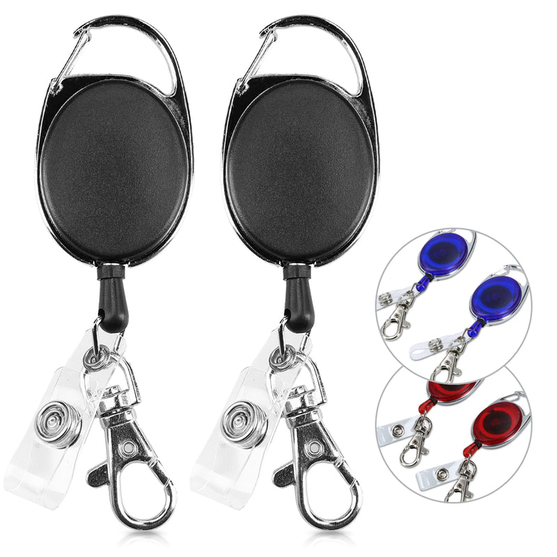 kwmobile Retractable Key Reel with Badge Clip - Extendable Keychain - Card Holder Carabiner Pendant - Lanyard with Card Holder