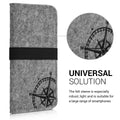 kwmobile Pouch for Smartphones with Elastic Band Mobile Phone Protective Pouch Compass Vintage 16.0 x 8.0 cm Inner Dimensions