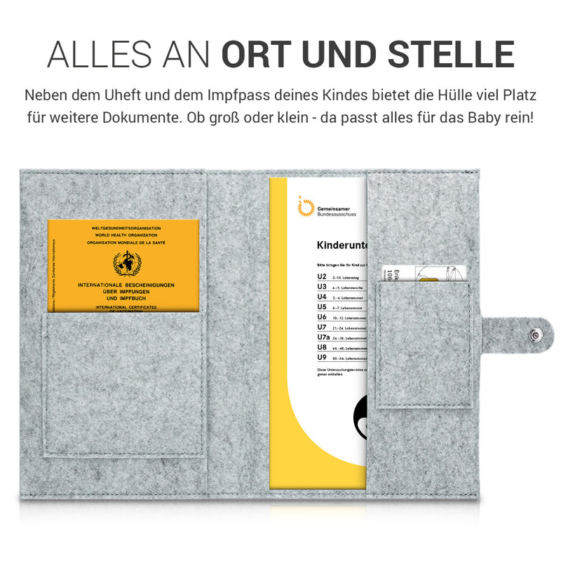 kwmobile Case for the German Child Health Record - Child Health Record Cover and Vaccination Card Holder with Extra Pockets - Cover