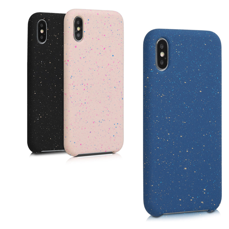 kwmobile Hülle kompatibel mit Apple iPhone X - TPU Silikon Handyhülle mit Kameraschutz - Handy Case Sprenkel Weiß Schwarz Weiß  [dsg02]