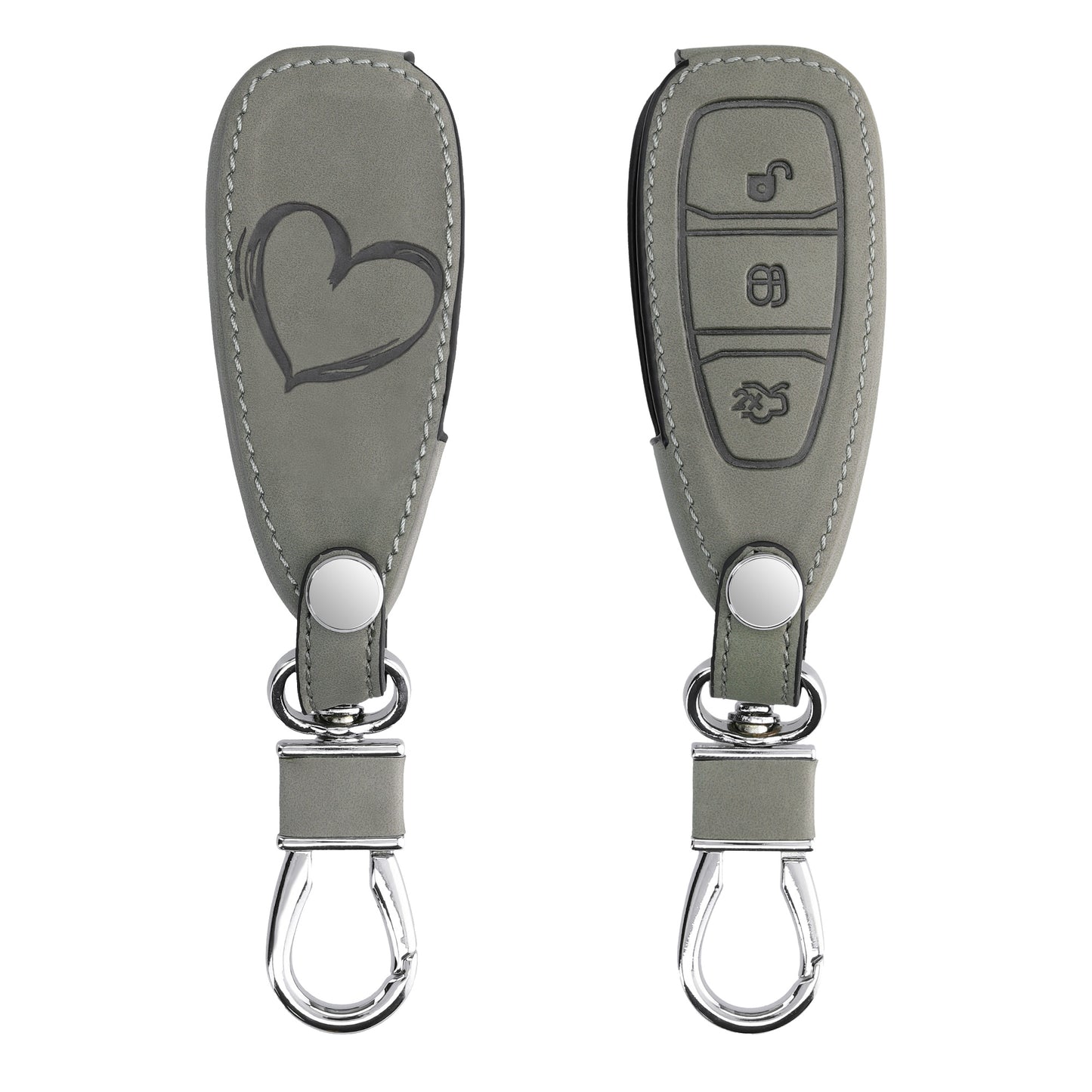kwmobile Car Key Cover Compatible with Ford 3-Button Car Key Keyless Go - Faux Leather Protective Case