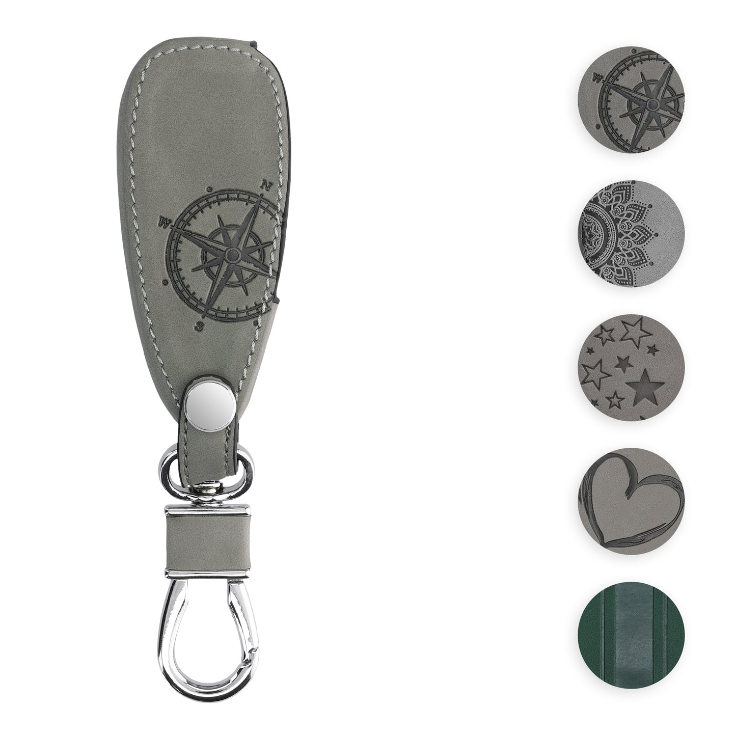 kwmobile Autoschlüssel Hülle kompatibel mit Ford 3-Tasten Autoschlüssel Keyless Go - Kunstleder Schutzhülle Schlüsselhülle Cover Herz Brush Grau Grau  [dsg03]