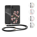kwmobile Necklace Case kompatibel mit Huawei P Smart (2019) Hülle - Silikon Cover mit Handykette - Rosa Weiß Transparent Magnolien Rosa  [dsg02]