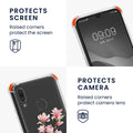 kwmobile Necklace Case compatible with Huawei P Smart (2019) Silicone Cover with Lanyard Transparent Magnolias