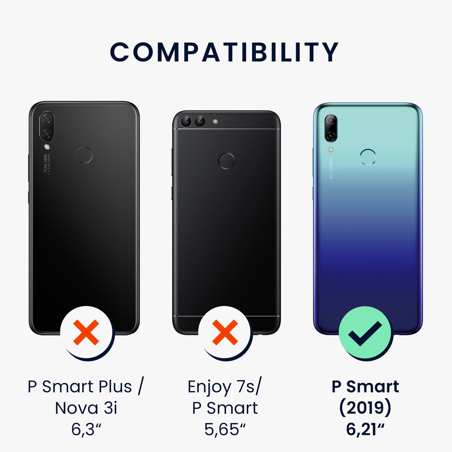 kwmobile Necklace Case compatible with Huawei P Smart (2019) Silicone Cover with Lanyard Transparent Magnolias