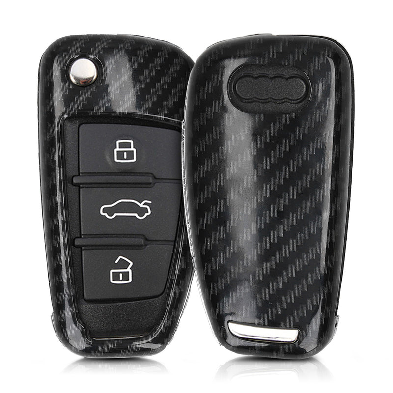 kwmobile Car Key Cover Compatible with Audi 3-Button Flip Key Hard Case Protective Cover Key Fob Cover