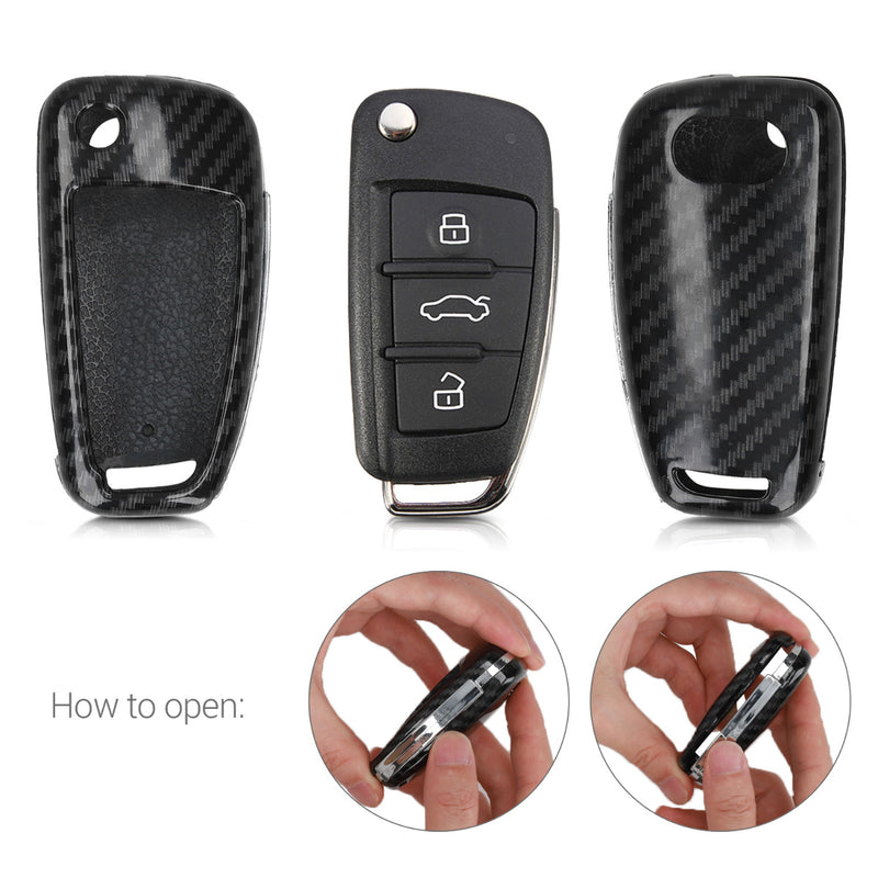 kwmobile Car Key Cover Compatible with Audi 3-Button Flip Key Hard Case Protective Cover Key Fob Cover