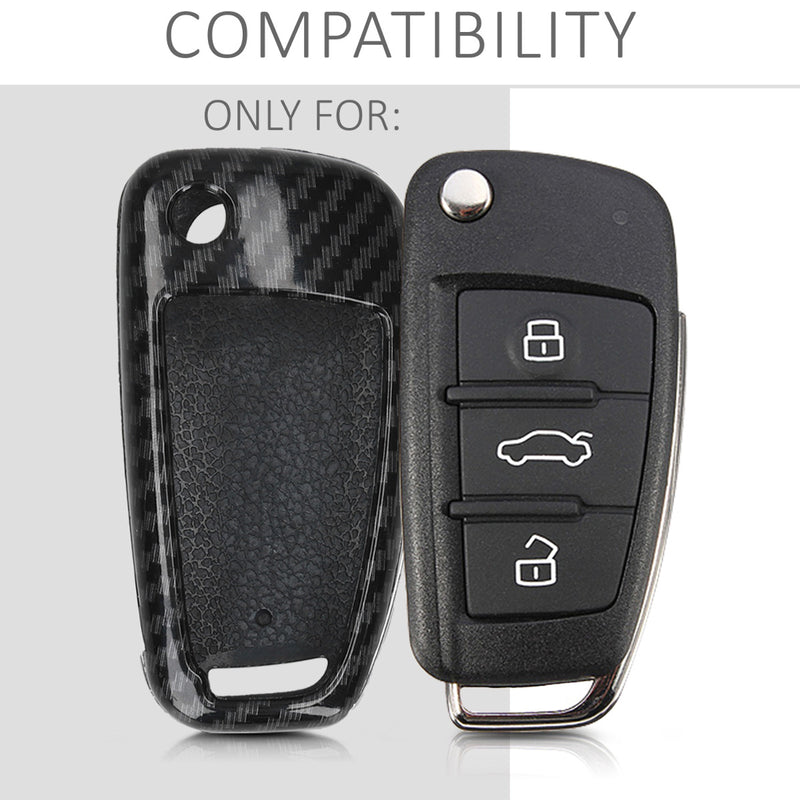 kwmobile Car Key Cover Compatible with Audi 3-Button Flip Key Hard Case Protective Cover Key Fob Cover