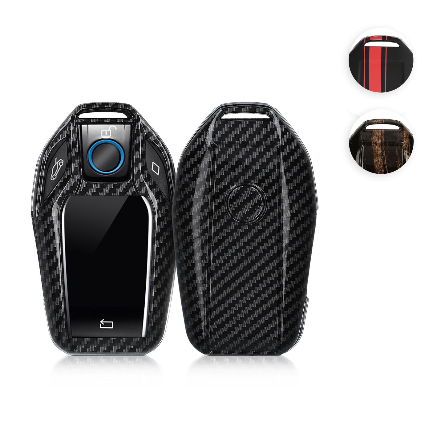 kwmobile Autoschlüssel Hülle kompatibel mit BMW Display Key Autoschlüssel - Hardcover Schutzhülle Schlüsselhülle Cover Rallystreifen Sidelines Rot Schwarz Rot  [dsg02]