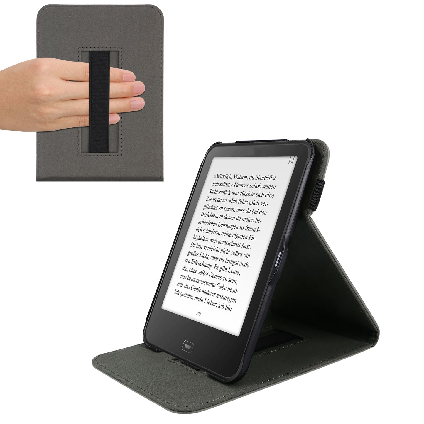 kwmobile Case Compatible with Tolino Vision 1 / 2 / 3 / 4 HD - Loop Stand - e-Reader Protective Cover