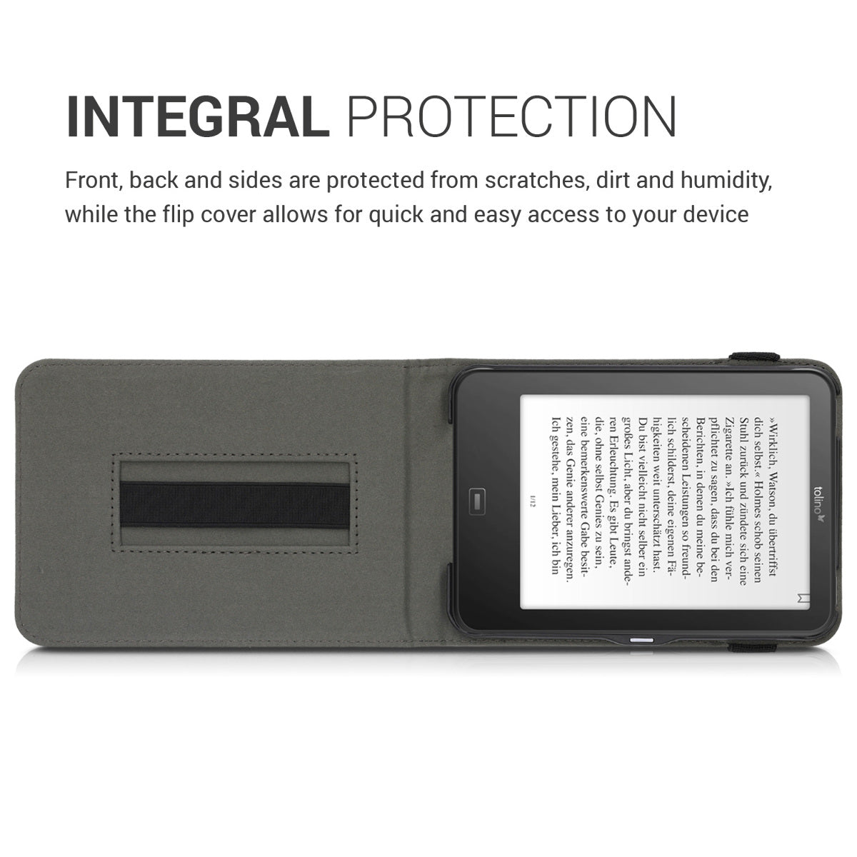 kwmobile Case Compatible with Tolino Vision 1 / 2 / 3 / 4 HD - Loop Stand - e-Reader Protective Cover