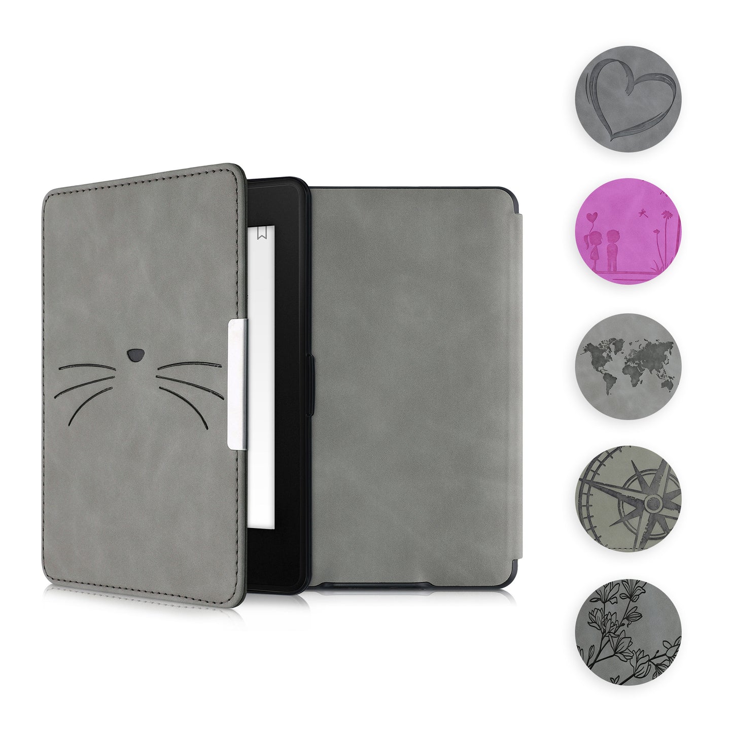 kwmobile Hülle kompatibel mit Amazon Kindle Paperwhite Hülle - Kunstleder Cover - Herz Brush Dunkelrot Dunkelrot  [dsg10]