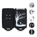 kwmobile Autoschlüssel Hülle kompatibel mit Renault 4-Tasten Smartkey Autoschlüssel (nur Keyless Go) - Silikon Schutzhülle Schlüsselhülle Cover Carbon Schwarz Schwarz  [dsg35]