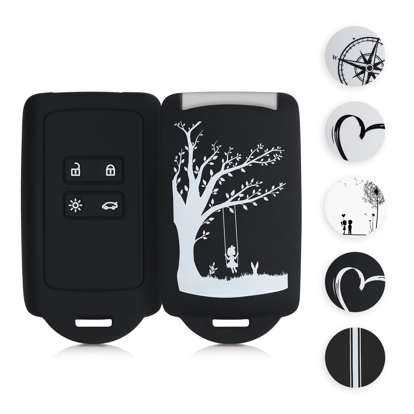 kwmobile Autoschlüssel Hülle kompatibel mit Renault 4-Tasten Smartkey Autoschlüssel (nur Keyless Go) - Silikon Schutzhülle Schlüsselhülle Cover Carbon Schwarz Schwarz  [dsg35]