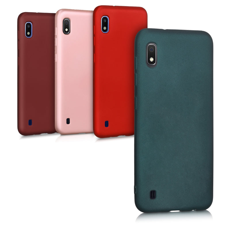 kwmobile Case kompatibel mit Samsung Galaxy A10 Hülle - Schutzhülle aus Silikon metallisch schimmernd - Handyhülle Metallic Dunkelrot Metallic Dunkelrot  