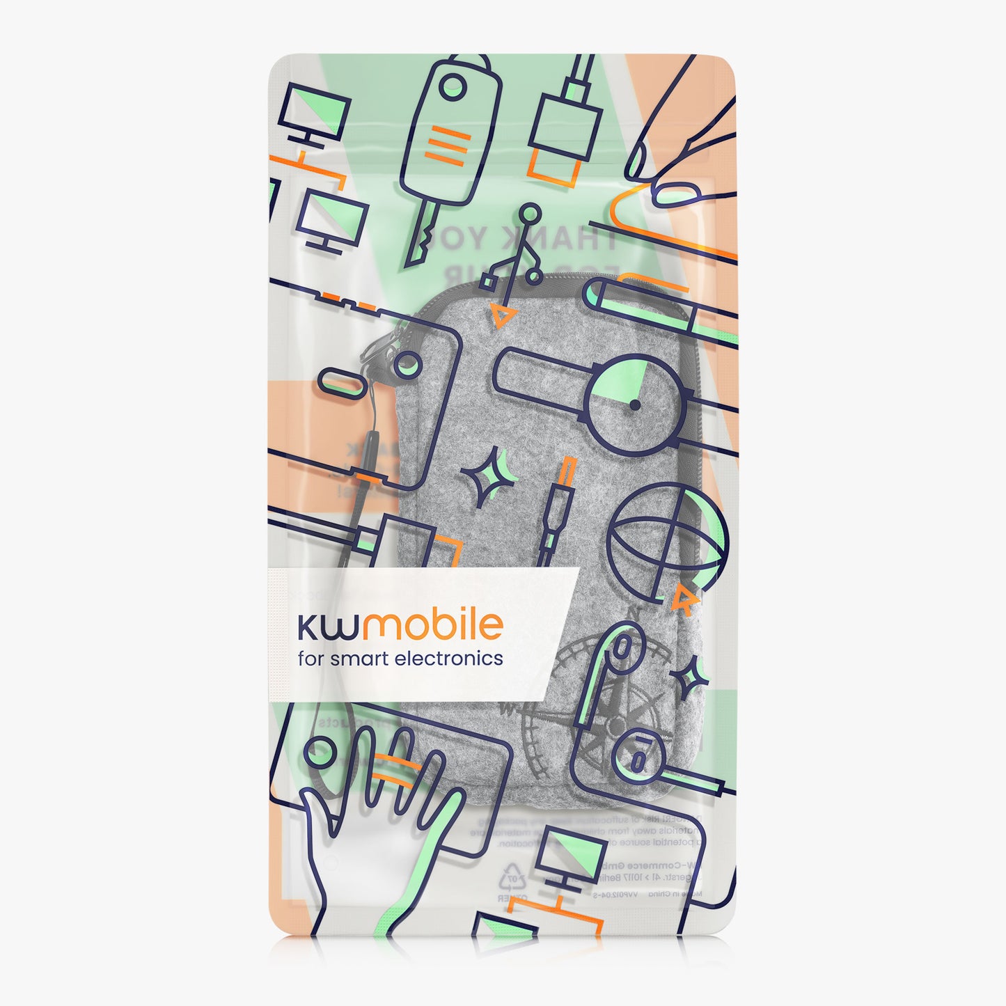 kwmobile Cell Phone Pouch for Smartphones - Felt Cell Phone Case - 16.5 x 8.9 cm Inner Dimensions