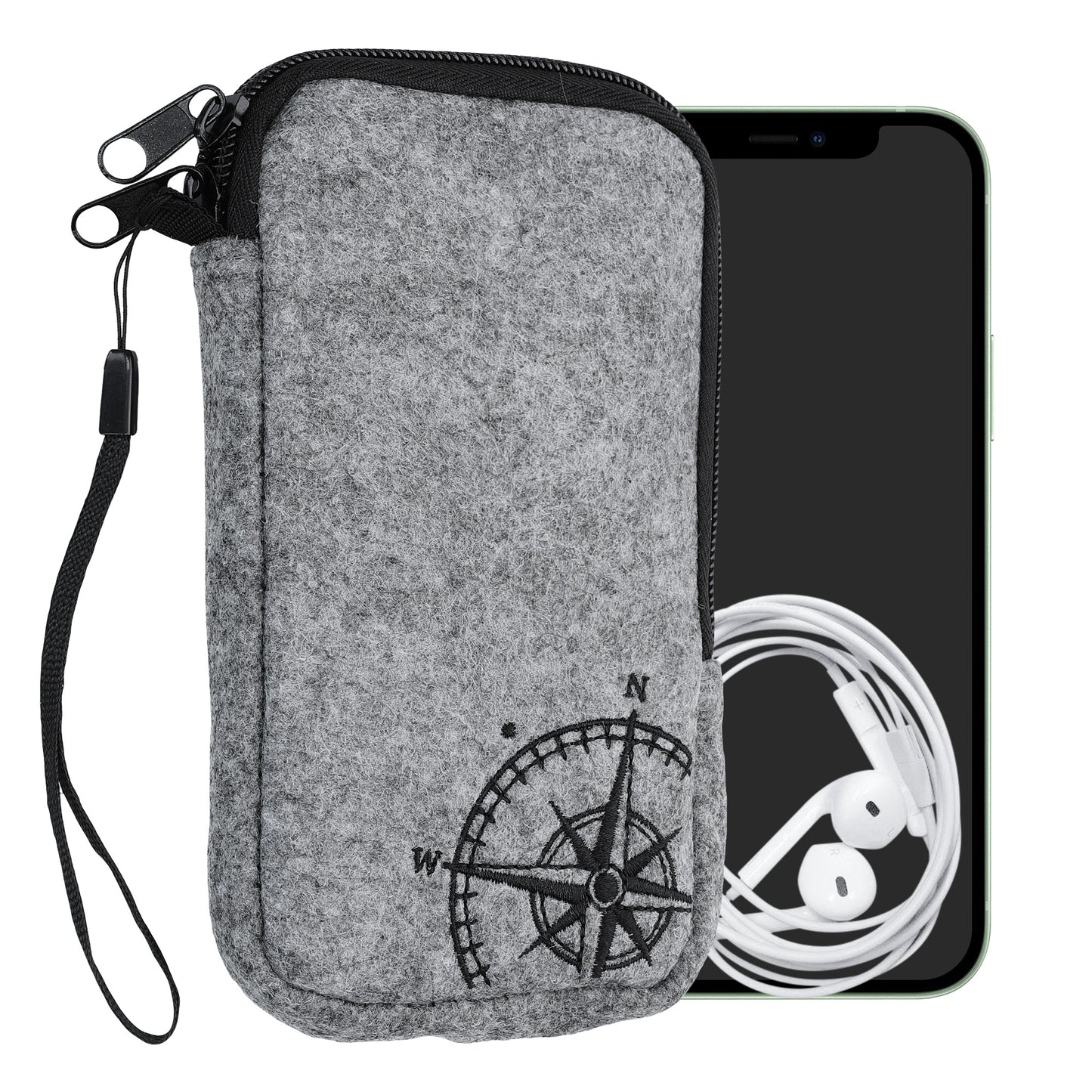 kwmobile Cell Phone Pouch for Smartphones - Felt Cell Phone Case - 16.5 x 8.9 cm Inner Dimensions