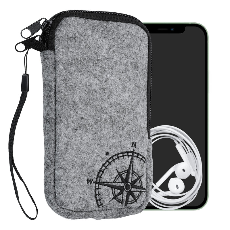 kwmobile Cell Phone Pouch for Smartphones - Felt Cell Phone Case - 16.5 x 8.9 cm Inner Dimensions