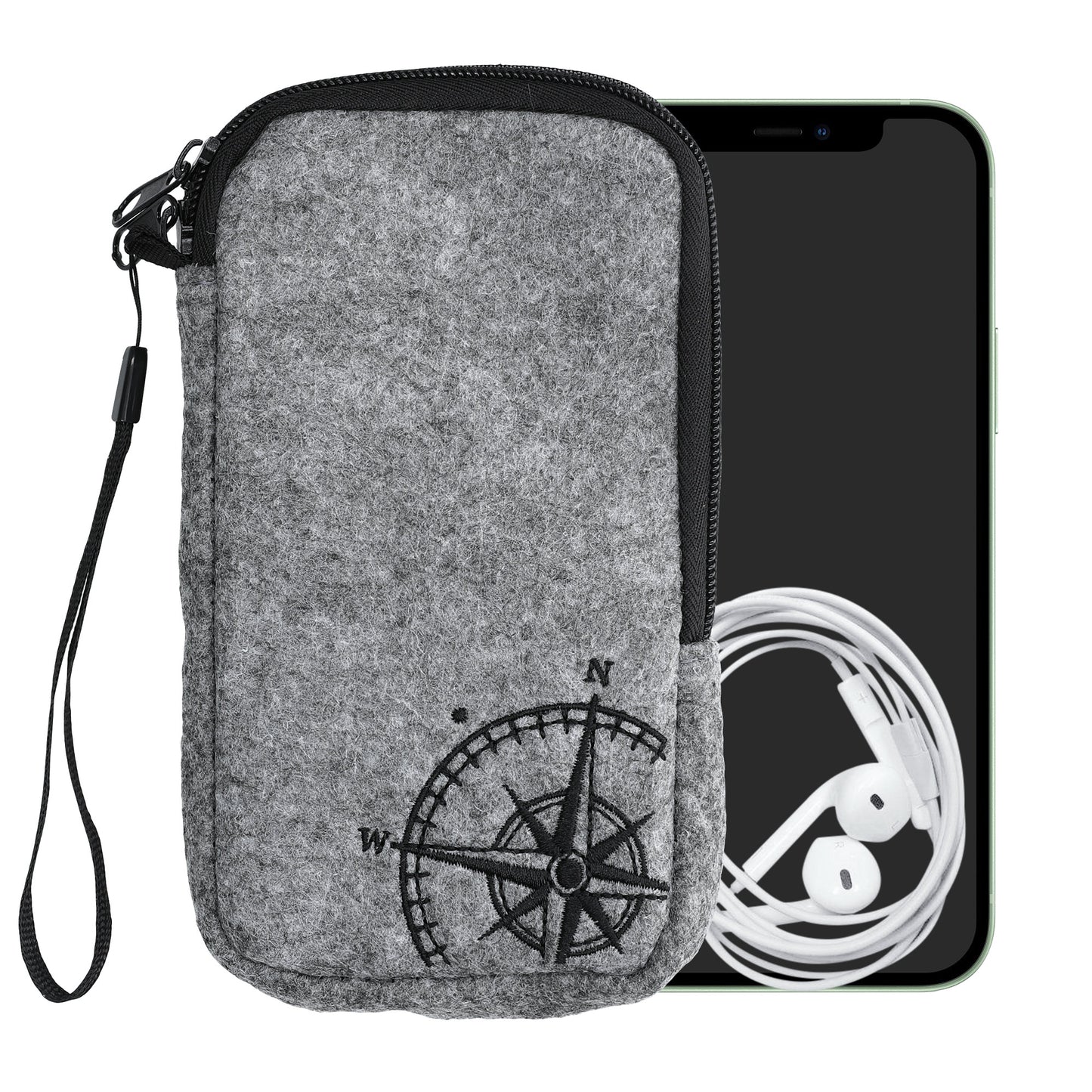 kwmobile Cell Phone Pouch for Smartphones - Felt Cell Phone Case - 16.5 x 8.9 cm Inner Dimensions
