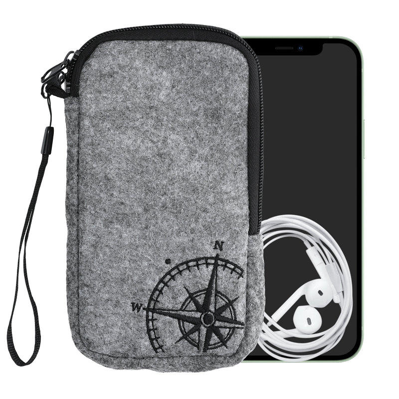 kwmobile Cell Phone Pouch for Smartphones - Felt Cell Phone Case - 16.5 x 8.9 cm Inner Dimensions