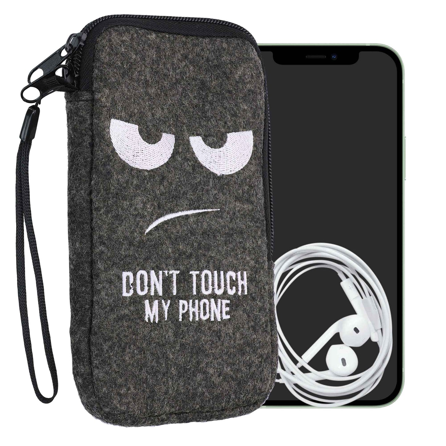 kwmobile Cell Phone Pouch for Smartphones - Felt Cell Phone Case - 16.5 x 8.9 cm Inner Dimensions