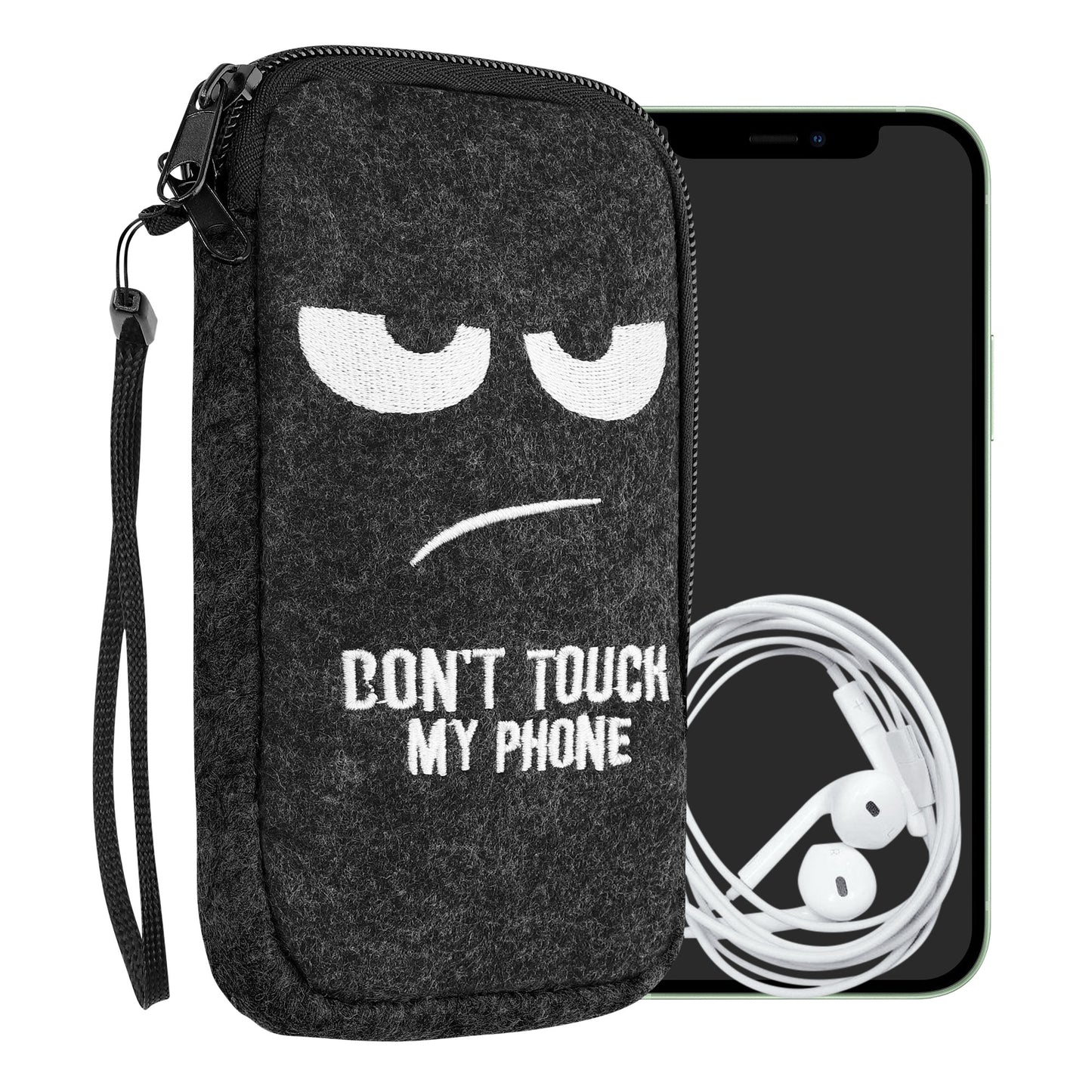 kwmobile Cell Phone Pouch for Smartphones - Felt Cell Phone Case - 16.5 x 8.9 cm Inner Dimensions