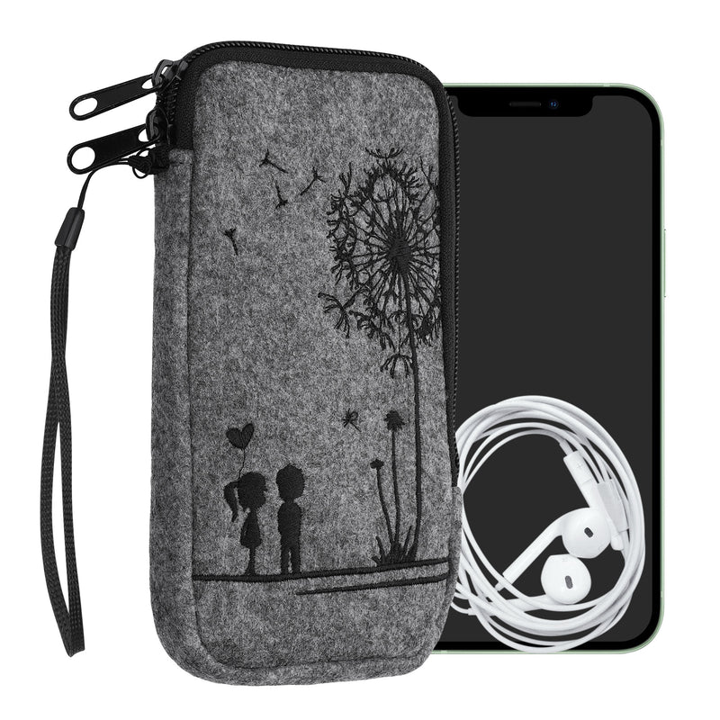 kwmobile Cell Phone Pouch for Smartphones - Felt Cell Phone Case - 16.5 x 8.9 cm Inner Dimensions