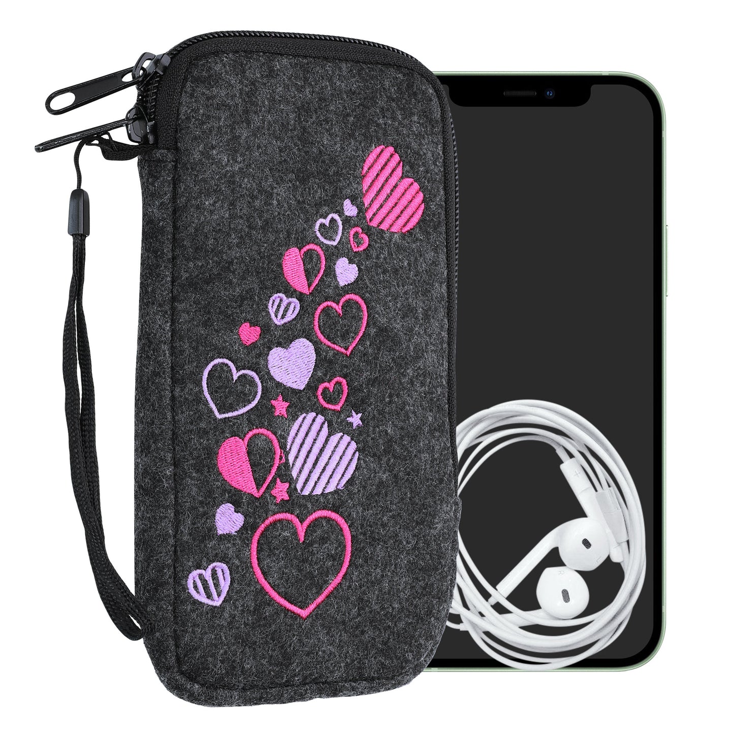 kwmobile Cell Phone Pouch for Smartphones - Felt Cell Phone Case - 16.5 x 8.9 cm Inner Dimensions