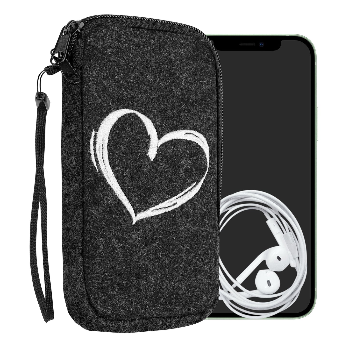 kwmobile Cell Phone Pouch for Smartphones - Felt Cell Phone Case - 16.5 x 8.9 cm Inner Dimensions