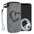 kwmobile Cell Phone Pouch for Smartphones - Felt Cell Phone Case - 16.5 x 8.9 cm Inner Dimensions