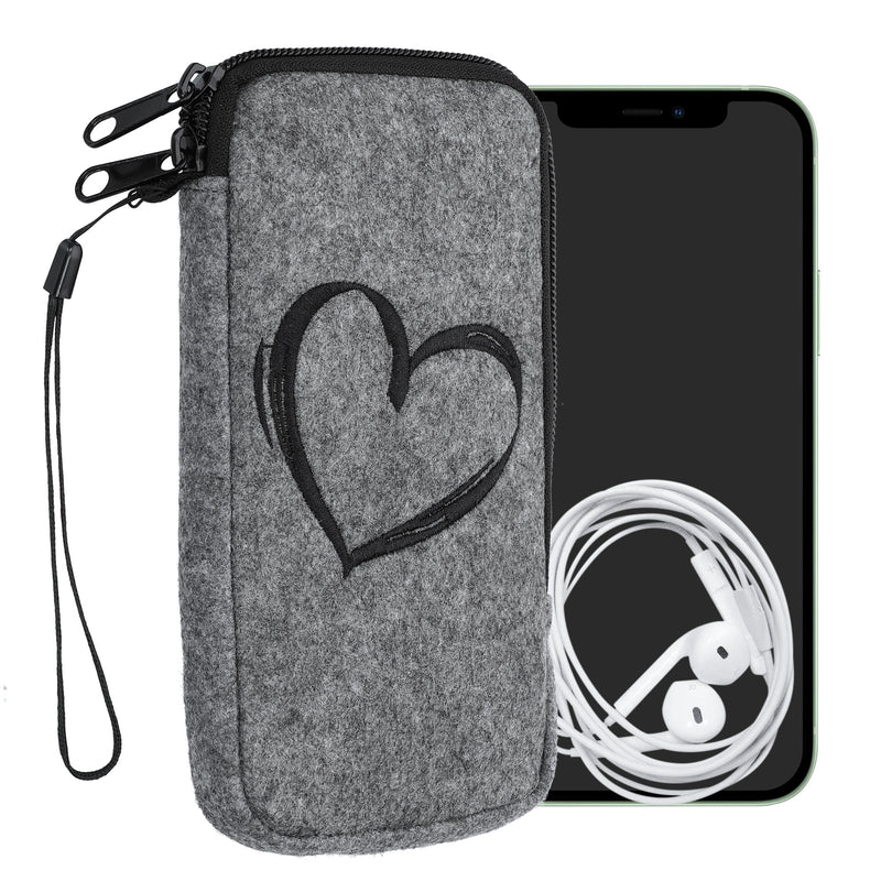 kwmobile Cell Phone Pouch for Smartphones - Felt Cell Phone Case - 16.5 x 8.9 cm Inner Dimensions
