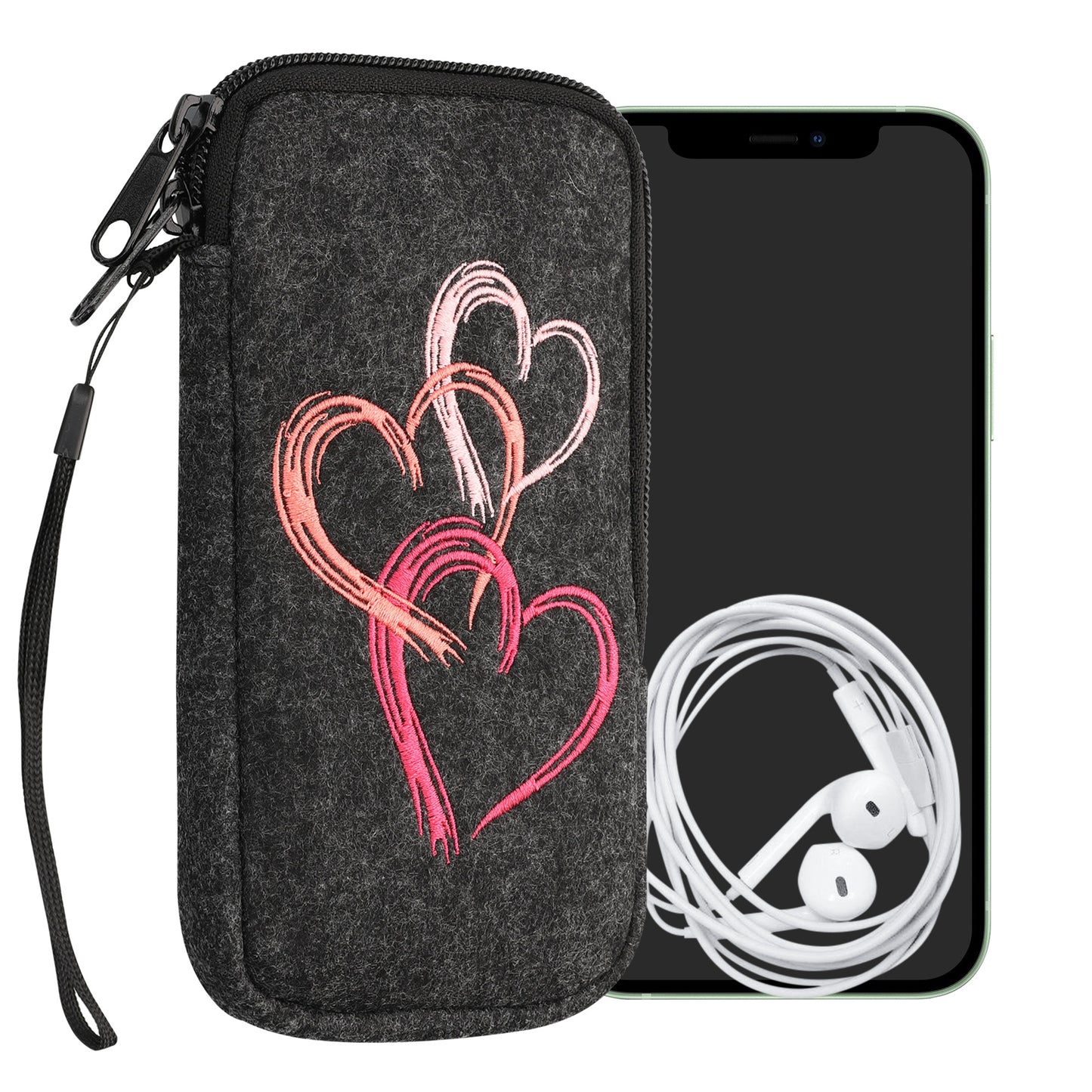 kwmobile Cell Phone Pouch for Smartphones - Felt Cell Phone Case - 16.5 x 8.9 cm Inner Dimensions