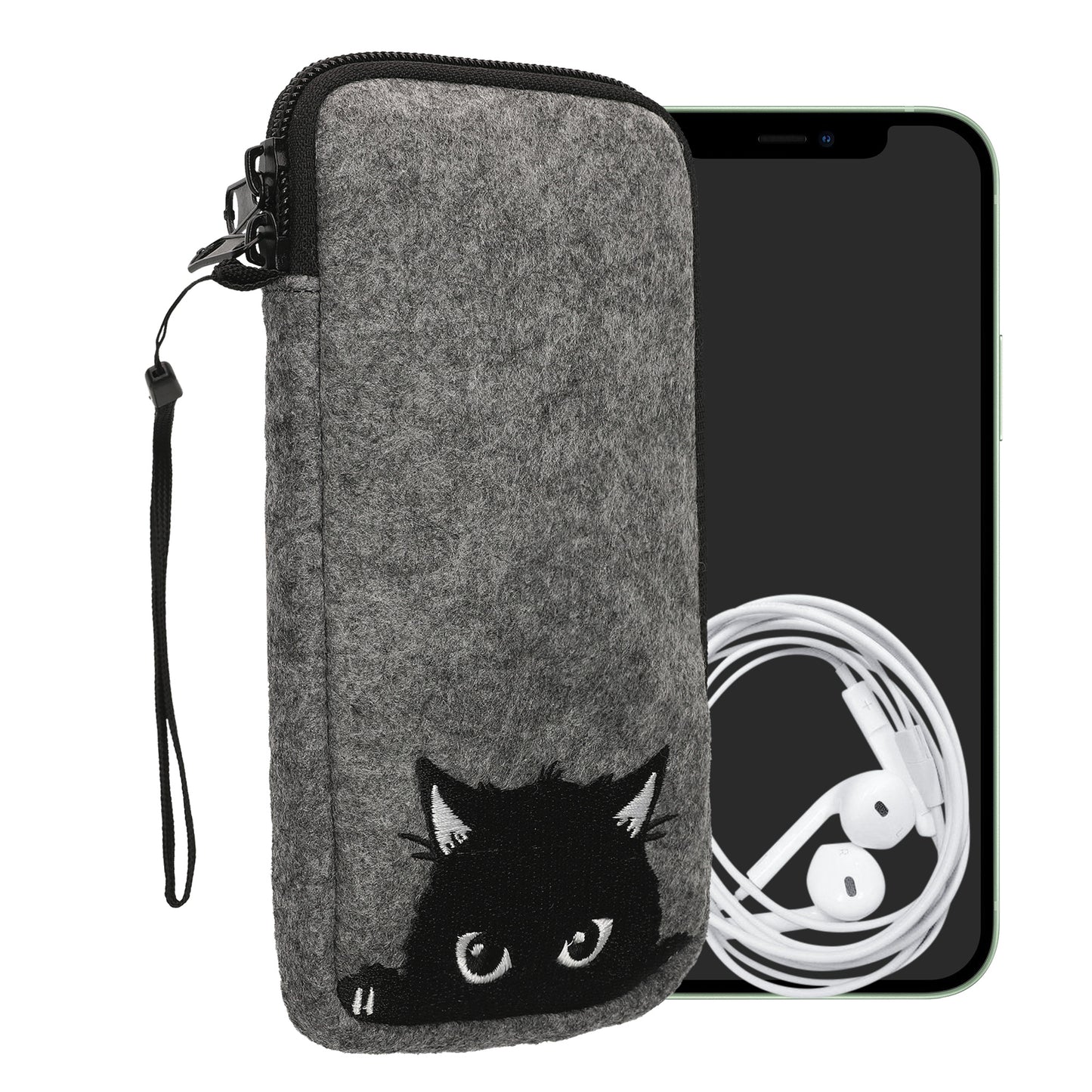 kwmobile Cell Phone Pouch for Smartphones - Felt Cell Phone Case - 16.5 x 8.9 cm Inner Dimensions