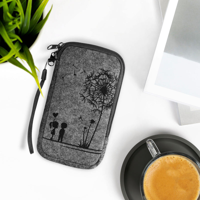 kwmobile Cell Phone Pouch for Smartphones - Felt Cell Phone Case - 16.5 x 8.9 cm Inner Dimensions