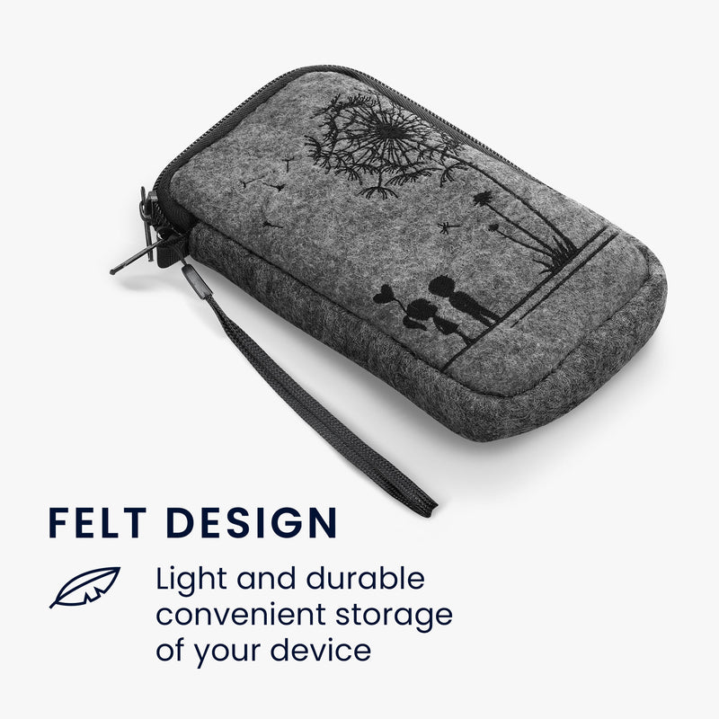 kwmobile Cell Phone Pouch for Smartphones - Felt Cell Phone Case - 16.5 x 8.9 cm Inner Dimensions
