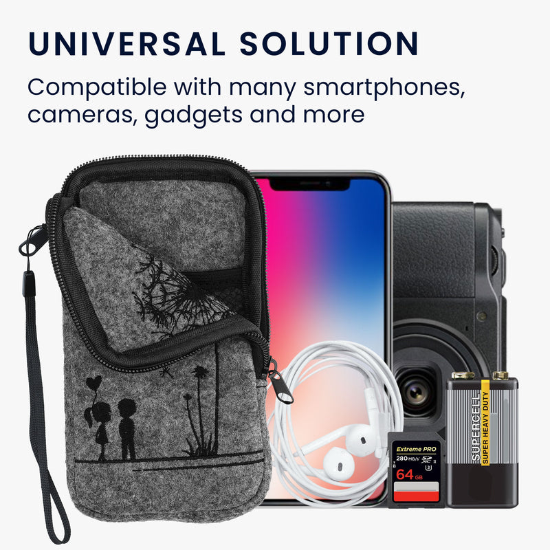 kwmobile Cell Phone Pouch for Smartphones - Felt Cell Phone Case - 16.5 x 8.9 cm Inner Dimensions