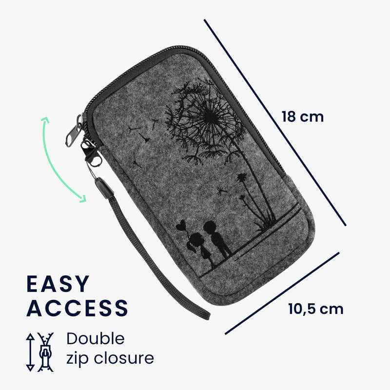 kwmobile Cell Phone Pouch for Smartphones - Felt Cell Phone Case - 16.5 x 8.9 cm Inner Dimensions