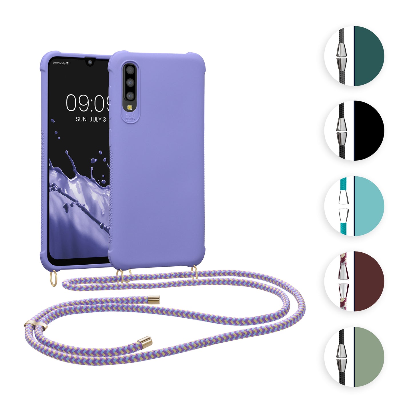 kwmobile Necklace Case kompatibel mit Samsung Galaxy A50 Hülle - Cover mit Kordel zum Umhängen - Silikon Schutzhülle Bordeaux Violett Bordeaux Violett  