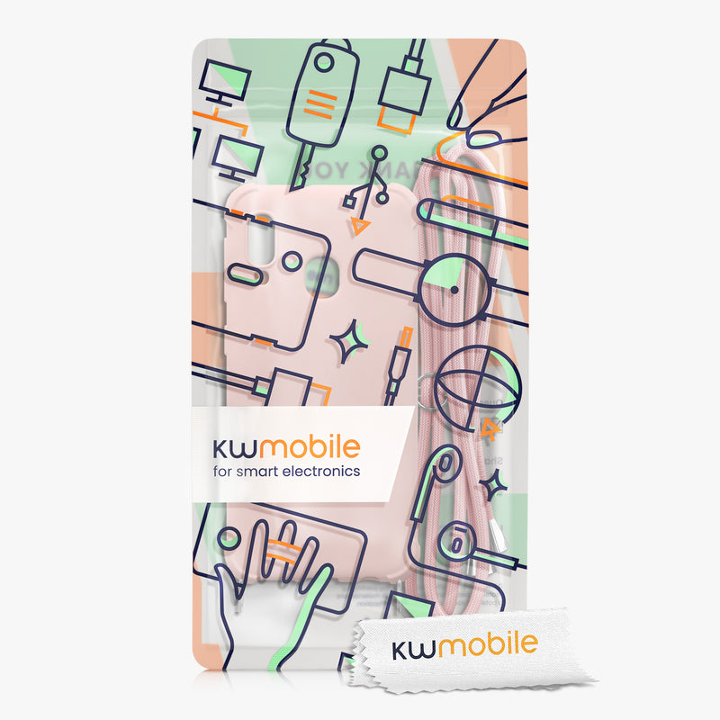 kwmobile Necklace Case compatible with Samsung Galaxy A20e Cover with Lanyard Silicone Protective Case