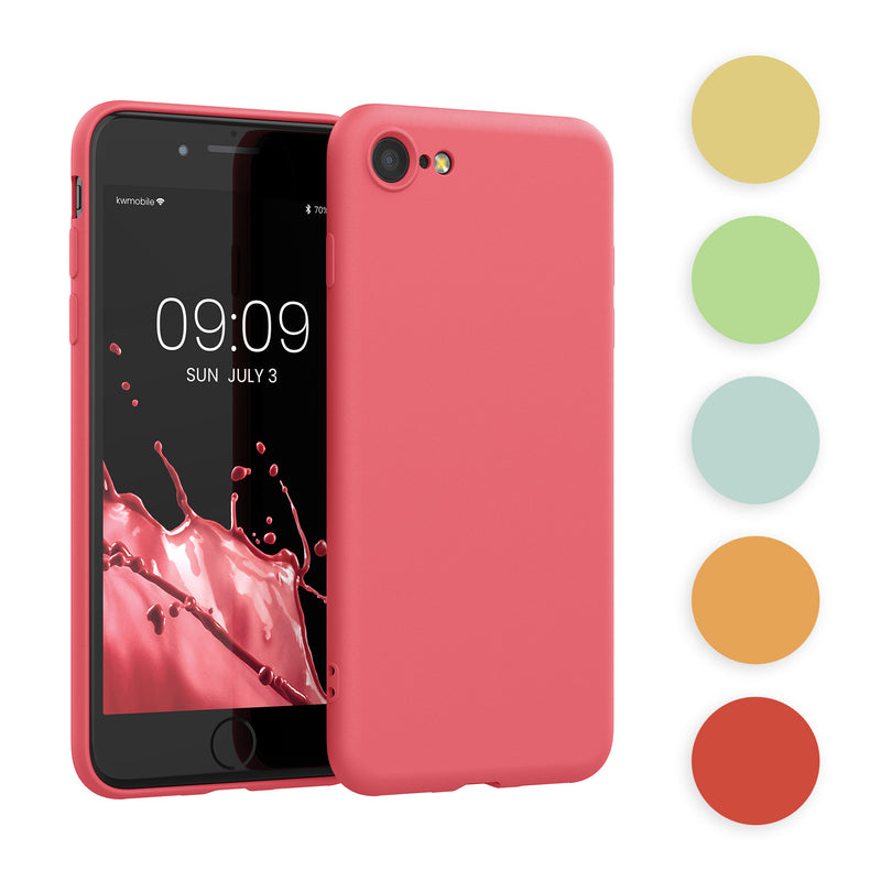 kwmobile Handyhülle für iPhone SE 2022 Hülle / iPhone SE 2020 / iPhone 8 / iPhone 7, für iPhone SE Hülle - Schutzhülle für kabelloses Laden - Case in Granatapfelrot Granatapfelrot  