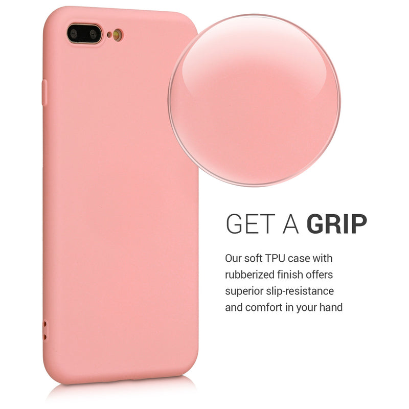 kwmobile Case Compatible with Apple iPhone 7 Plus / iPhone 8 Plus - Rubberized Silicone Phone Case - Protective Cover for Wireless Charging - Case