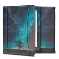 kwmobile Flip Hülle kompatibel mit Kobo Aura H2O Edition 2 - Vorderfach Handschlaufe - Galaxie Baum Wiese Blau Grau Schwarz Blau  