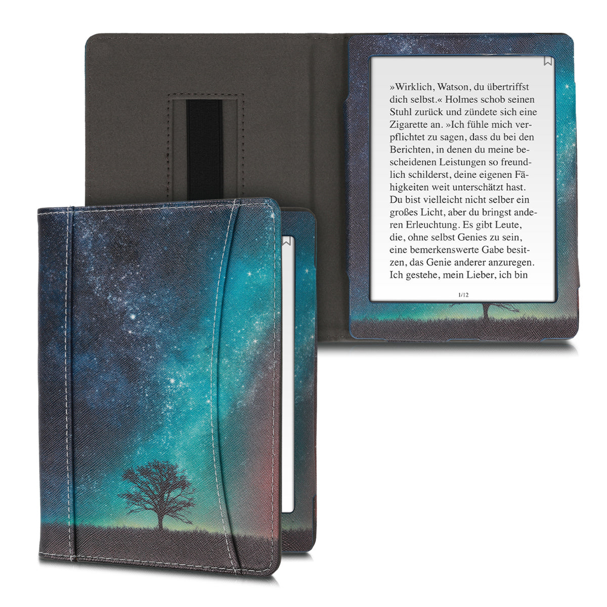 kwmobile Flip Case compatible with Kobo Aura H2O Edition 2 - Front Pocket Hand Strap