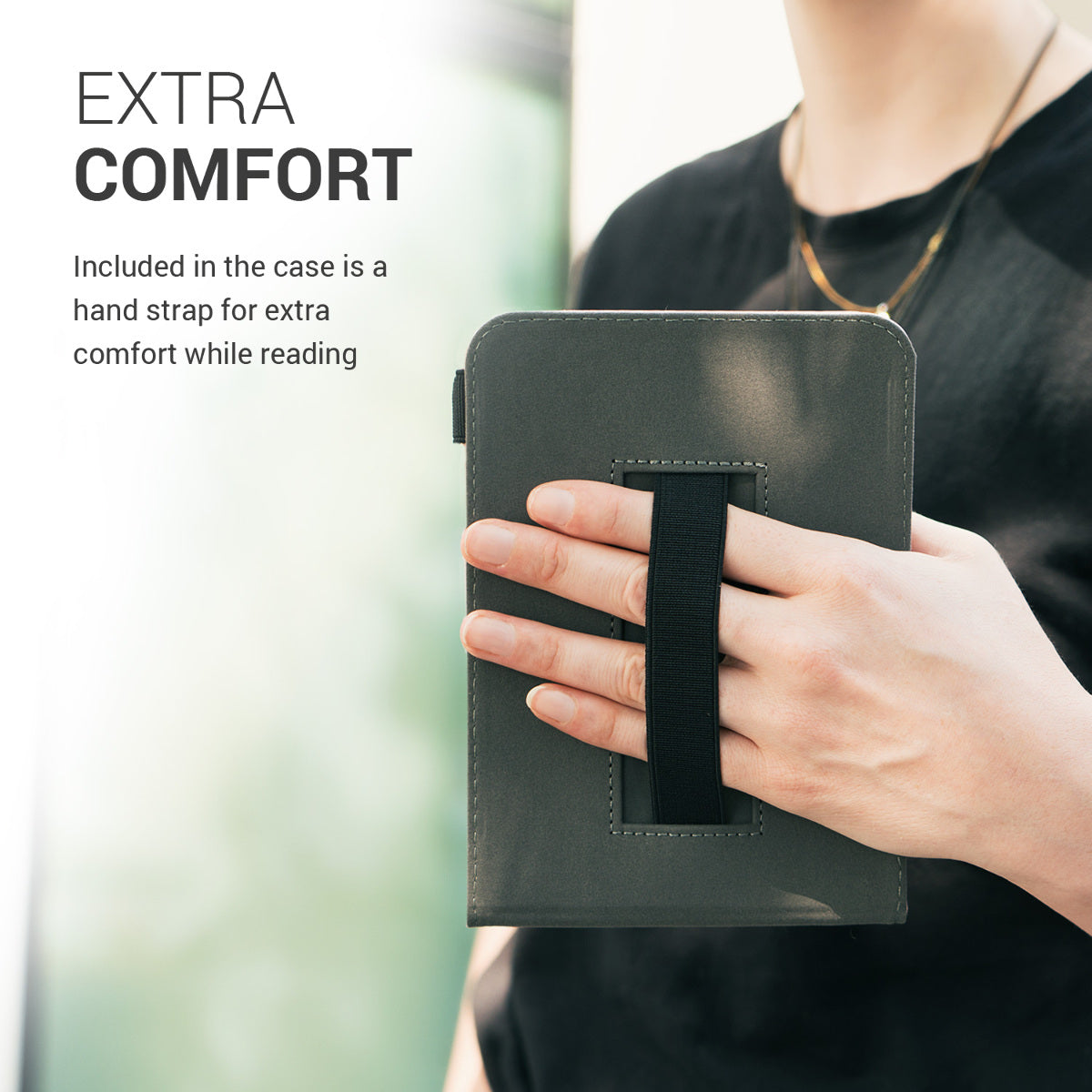kwmobile Flip Case compatible with Kobo Aura H2O Edition 2 - Front Pocket Hand Strap