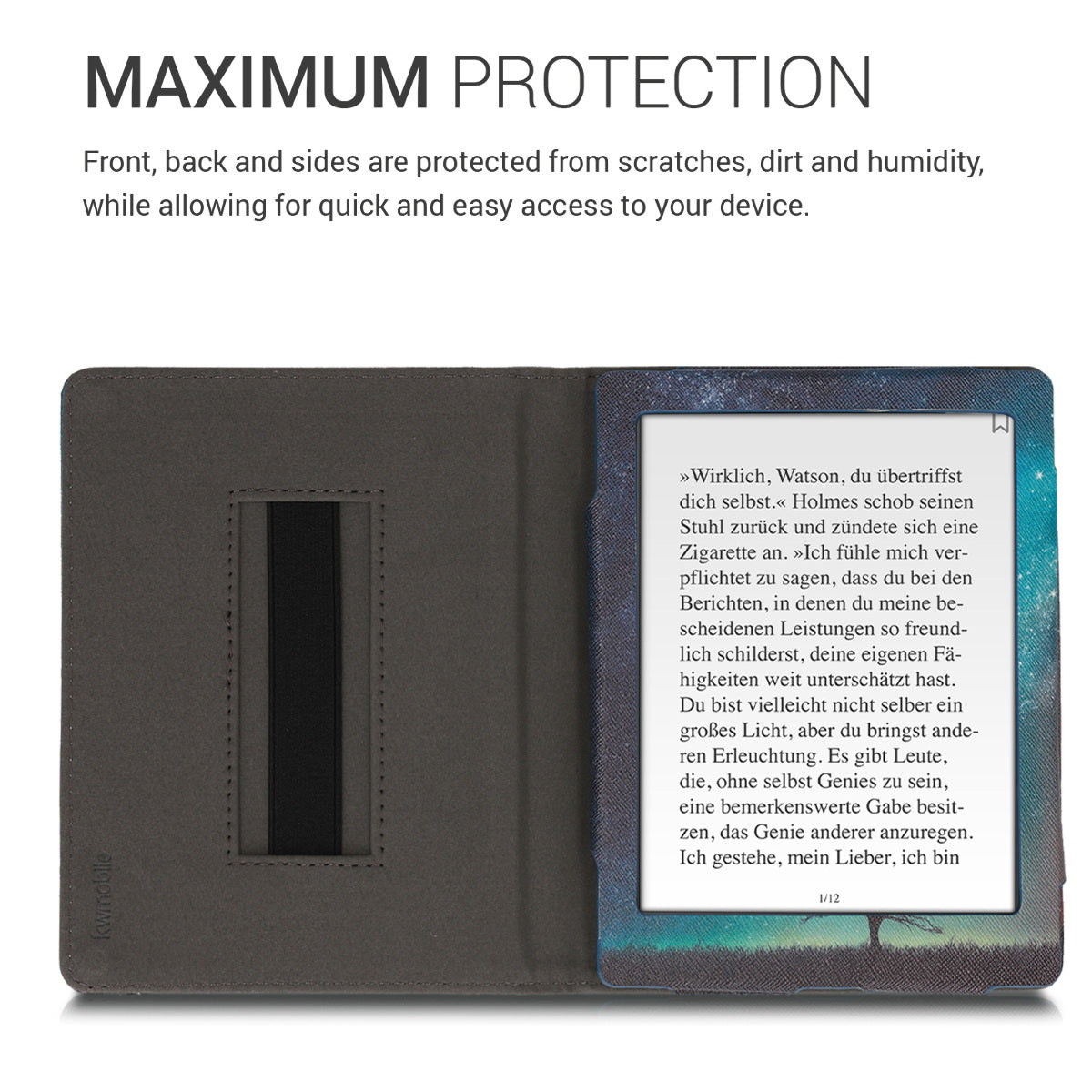 kwmobile Flip Case compatible with Kobo Aura H2O Edition 2 - Front Pocket Hand Strap