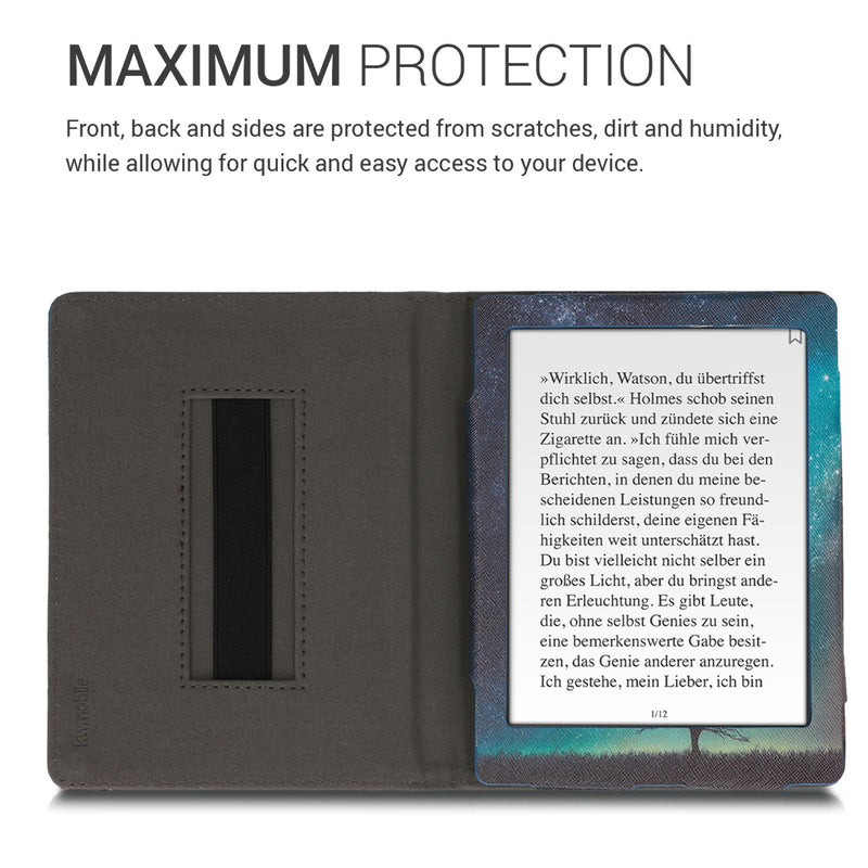 kwmobile Flip Case compatible with Kobo Aura H2O Edition 2 - Front Pocket Hand Strap