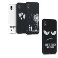 kwmobile Hülle kompatibel mit Samsung Galaxy A10 - Handyhülle Silikon Case - Don't touch my Phone Weiß Schwarz Weiß  [dsg02]