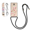 kwmobile Necklace Case kompatibel mit Huawei Mate 10 Lite Hülle - Silikon Cover mit Handykette - Rosa Weiß Transparent Magnolien Rosa  [dsg01]